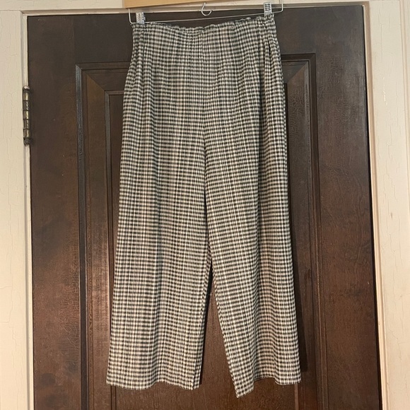 Issey Miyake PLEATS PLEASE gingham check pleated crop wide leg pants size 4 - Picture 2 of 10